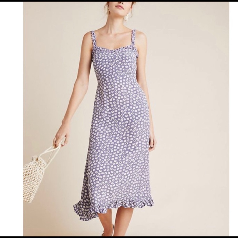 Faithfull The Brand X Anthropologie Noemie Midi Floral Dress in Lilac